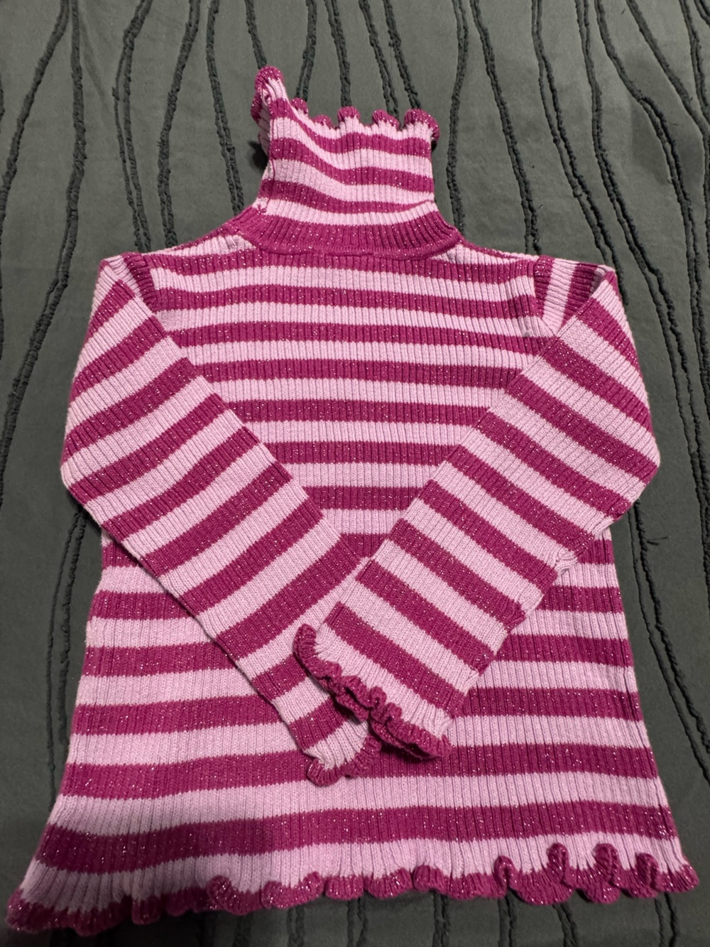 The Children's Place Pink & Magenta Striped Ribbed Turtleneck Sweater